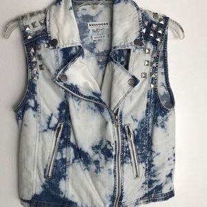 Bullhead moto style jean jacket vest